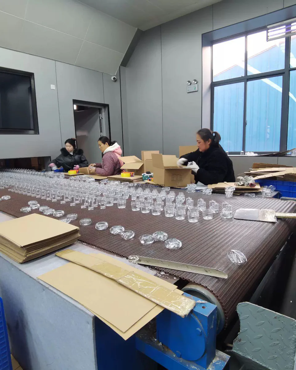 Glass bottles, cartons and packing activity at a supplier-site packing line
